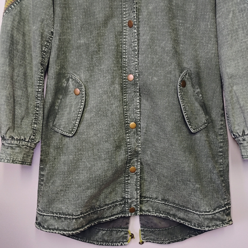 Anthropologie Pilcro Utility Anorak Jacket Womens XS Green Embroidered Bohemian - Picture 4 of 15